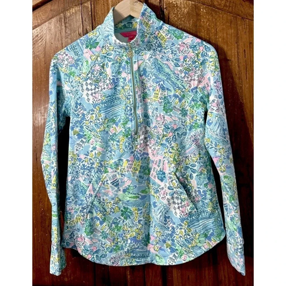 RARE Lilly Pulitzer UPF 50 Skipper‎ round Hem Popover South Carolina Print Sz XS